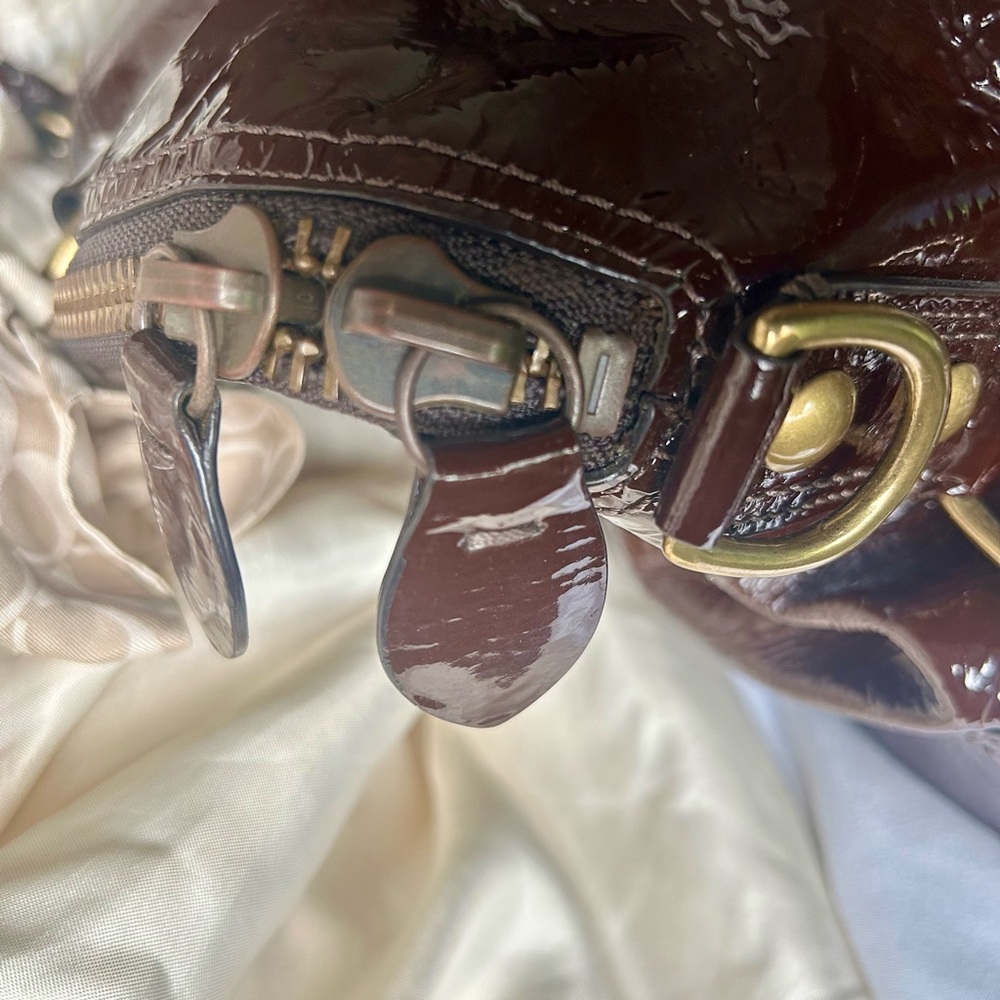 Coach Glossy Patent Leather Satchel in Deep Burgundy - Picture 7 of 16